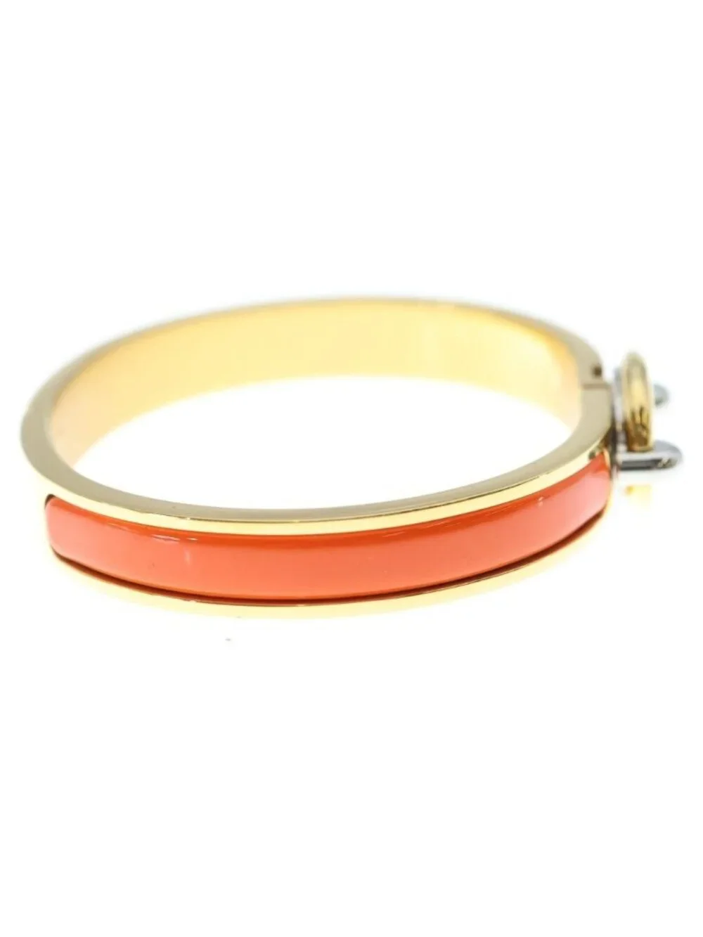 Hermes Mini Click Chaine D'ancre Bangle Bracelet Orange Gold